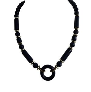 Blue and Gold Beaded Necklace Elegant